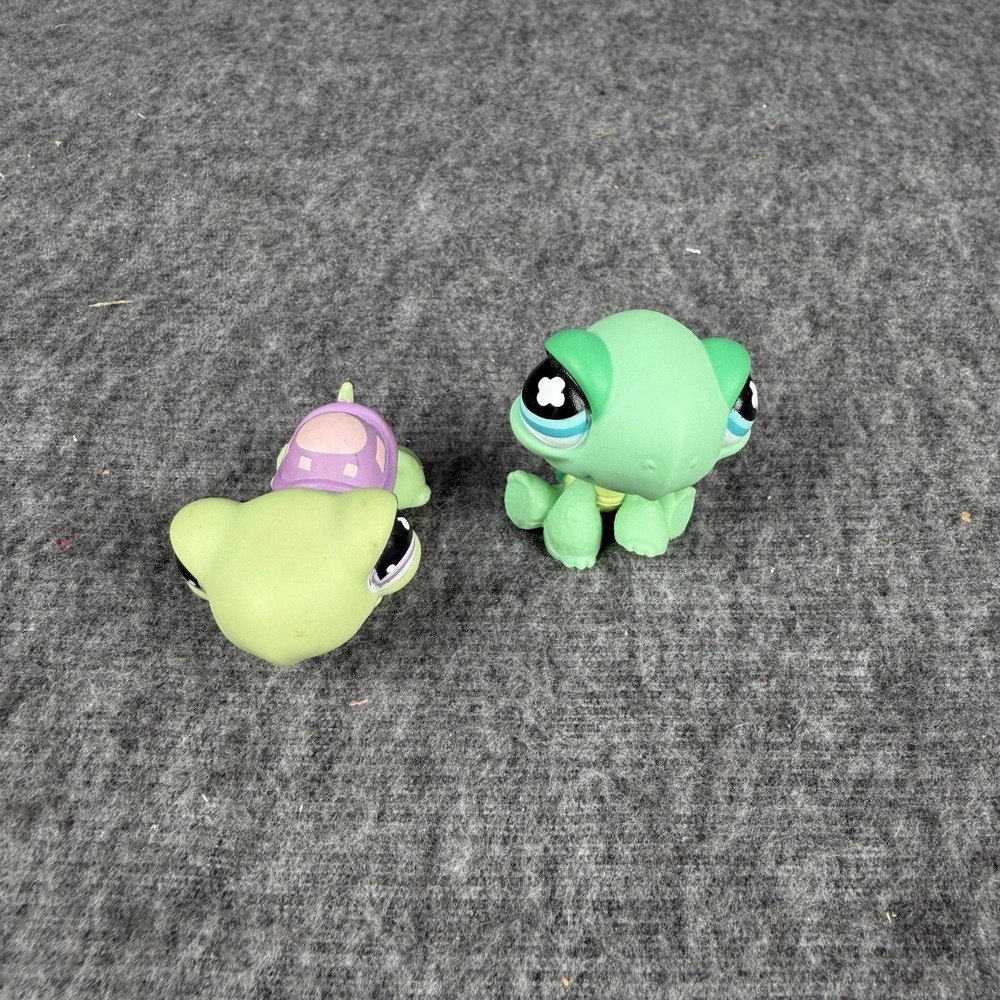 Hasbro Littlest‎ Pet Shop Green Turtle Mini Figure Lot 2 2006 #566 #1148 LPS Toy